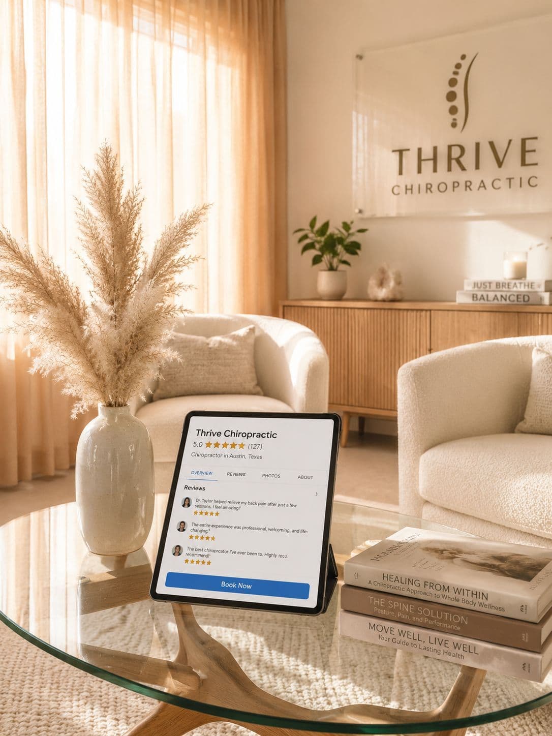 Elegant floral arrangement in a chiropractic practice