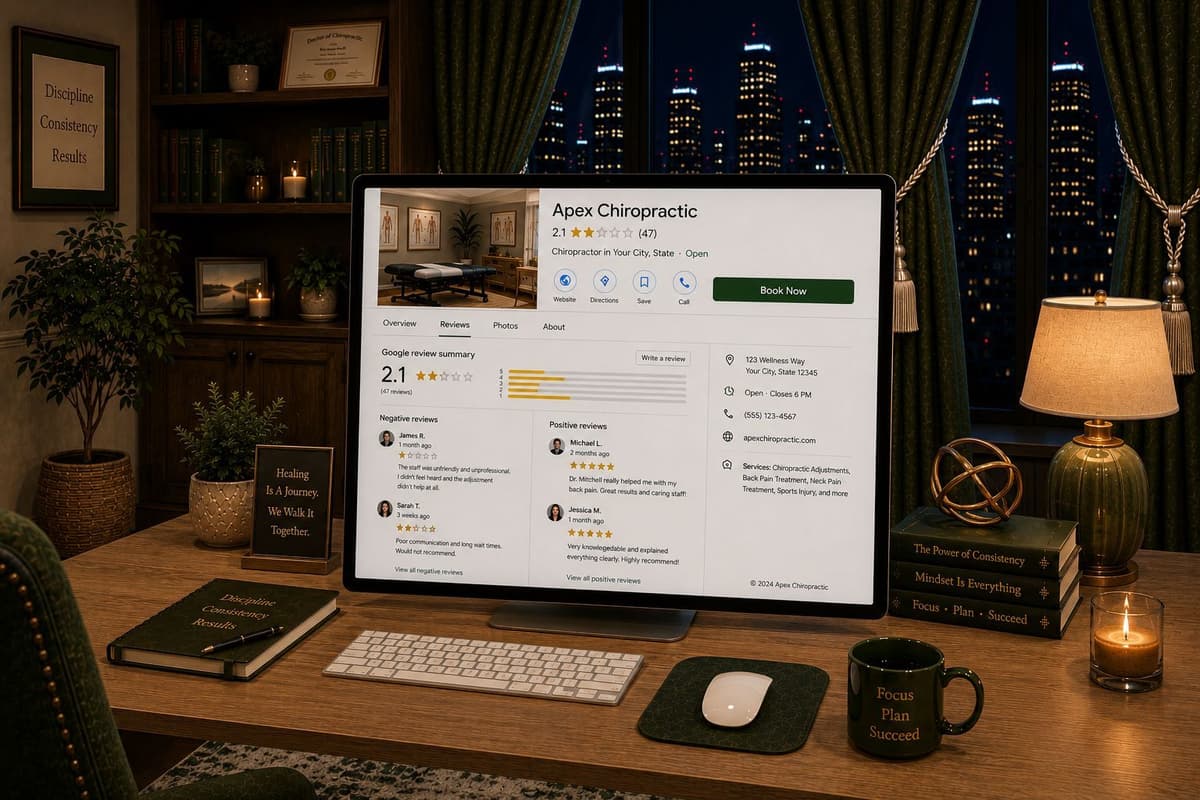 Apex Chiropractic Google Business Profile with 2.1 stars